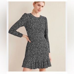 Anthropologie Boden Puff Sleve Ruffle Hem Dress